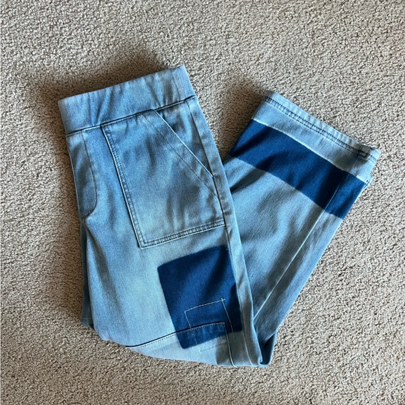 LOGO BY LORI GOLDSTEIN Straight Leg Pant Regular Knit Denim Shadow Patch Jean - Picture 6 of 9